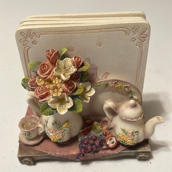 Coaster set, porcelain with miniatures - Picture 1 of 6
